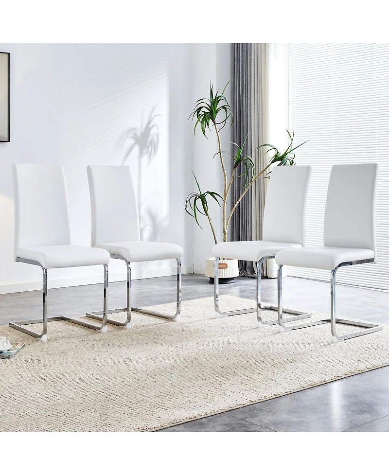 Pu Leather Dining Chairs, Set of 4, White
