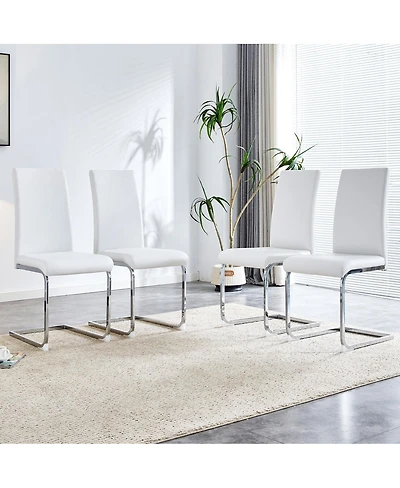 Pu Leather Dining Chairs, Set of 4, White