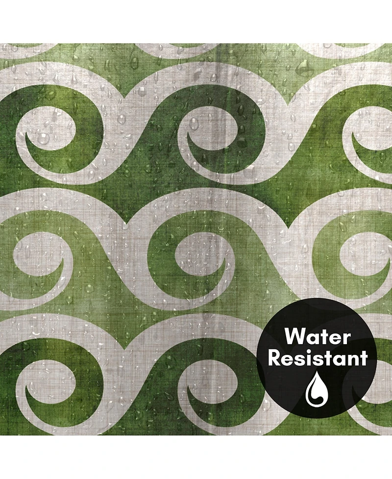 71x74 Coastal Shower Curtain - Retro Waves In Green by Modern Tropical
