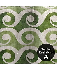 71x74 Coastal Shower Curtain - Retro Waves In Green by Modern Tropical