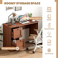 Vintage Computer Desk Home Office Study Table Spacious Workstation w/ 3 Drawers