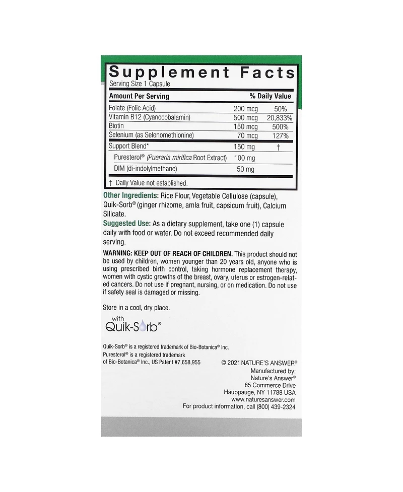 Nature's Answer Pueraria Mirifica 150 mg