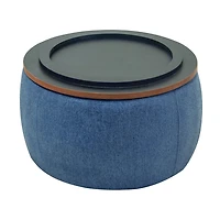 Streamdale Round Storage Ottoman, 2 In 1 Function, Work As End Table And Ottoman