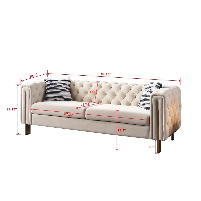 Simplie Fun Modern Velvet Sofa Cream