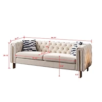 Simplie Fun Modern Velvet Sofa Cream