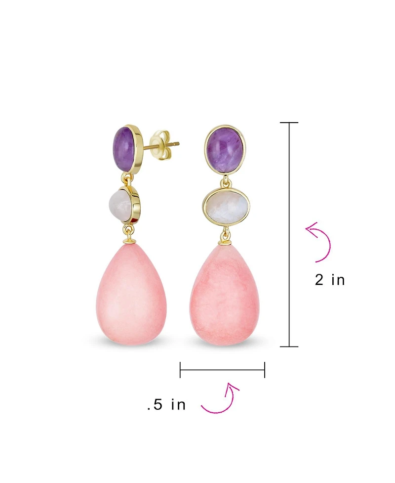 Bling Jewelry Unique Geometric Daning Teardrop Ball Teardrop Multi Shape Oval 3 Multi-Tier Party Dangling Earrings in Gold Plated