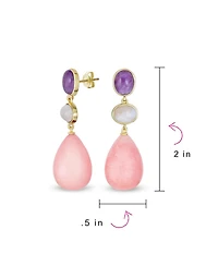 Bling Jewelry Unique Geometric Daning Teardrop Ball Teardrop Multi Shape Oval 3 Multi-Tier Party Dangling Earrings in Gold Plated