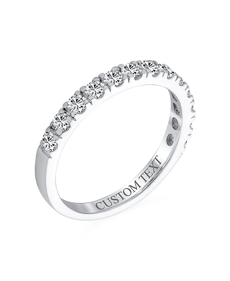 Bling Jewelry Cubic Zirconia Tiny Round Cz Half Eternity Ring Thin Band .925 Sterling Silver 1MM Stackable Rings