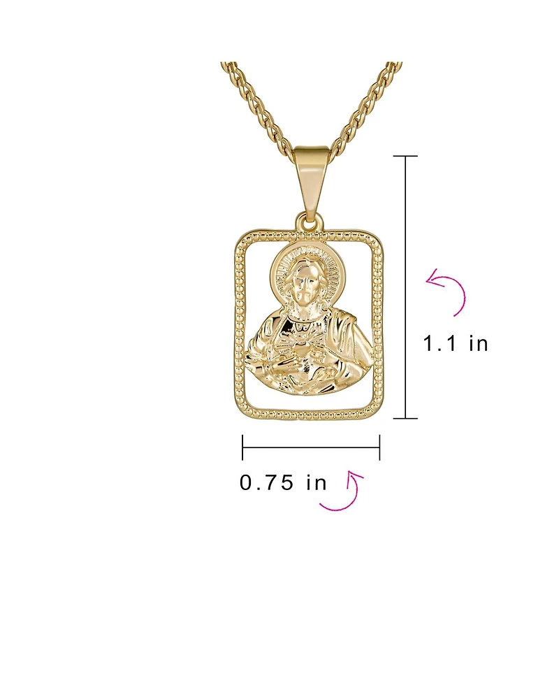 Bling Jewelry Religious Metal Portrait Medallion Face of Jesus Christ Head Necklace Pendant Yellow Gold Plated
