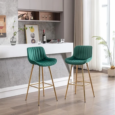 Streamdale Luxurious Velvet Bar Stools (Set of 2)