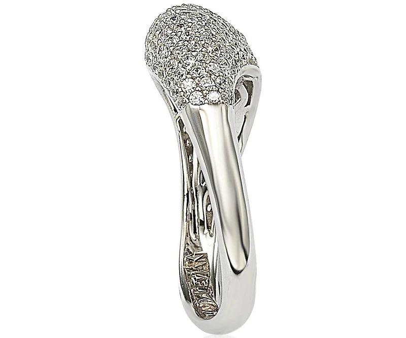 Suzy Levian New York Suzy Levian Sterling Silver Cubic Zirconia Pave Curved Puff Ring