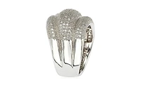 Suzy Levian Sterling Silver Cubic Zirconia Pave Puff Crossover Wide Band Ring