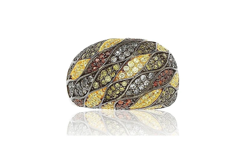 Suzy Levian Sterling Silver Cubic Zirconia Multi-Color Pave Dome Ring