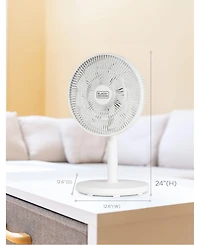 Black+Decker 12-Inch Dual Blade Table Fan with Remote, BFDTD12VW, Desk Fan for Home and Office, Tabletop Fan with 3 Speed Settings, 90-Degree Oscillat