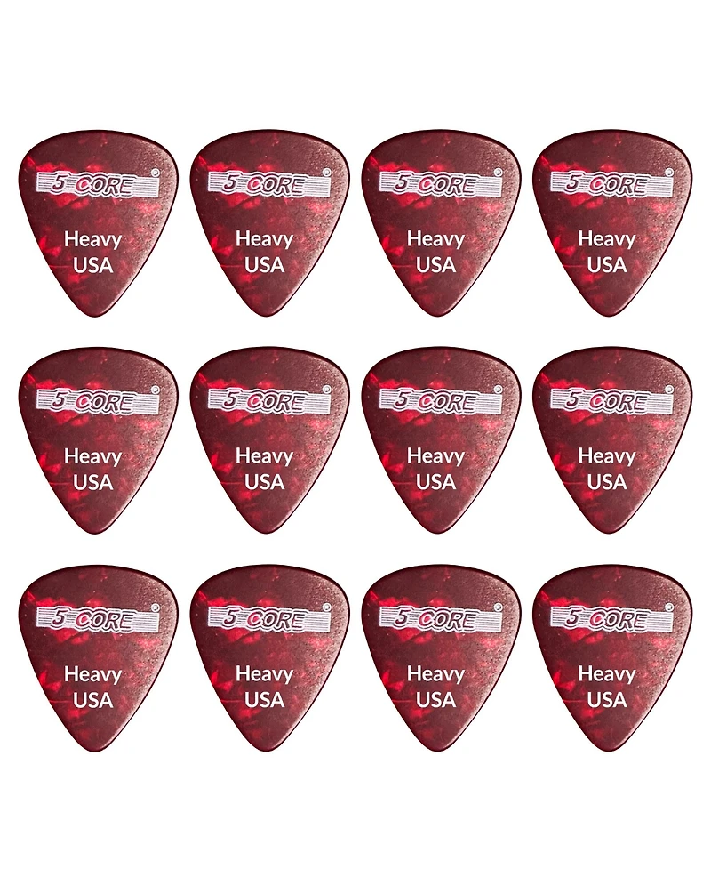 5 Core Celluloid Guitar Picks 12 Pack Heavy Gauge Plectrums for Acoustic Electric Bass Guitars G Pick H R 12PK