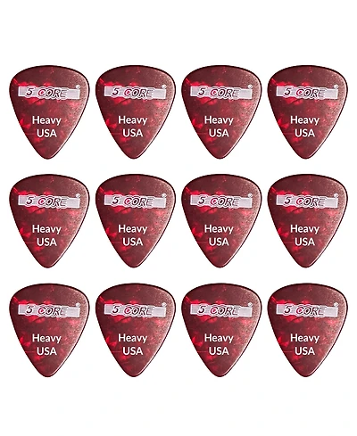 5 Core Celluloid Guitar Picks 12 Pack Heavy Gauge Plectrums for Acoustic Electric Bass Guitars G Pick H R 12PK