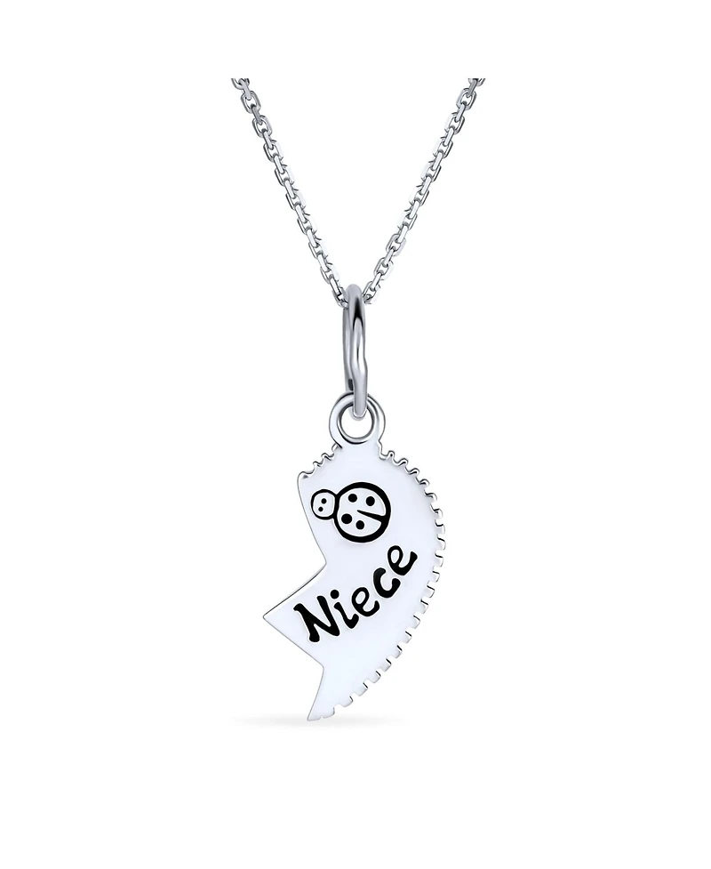 Bling Jewelry 2 Pcs Best Friend Aunt Niece Heart Puzzle Pendant Necklace in Sterling Silver
