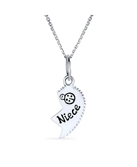 Bling Jewelry 2 Pcs Best Friend Aunt Niece Heart Puzzle Pendant Necklace in Sterling Silver