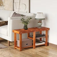 3-tier Acacia Wood Rustic Country Entryway Bench Hallway Organizer with Shoe