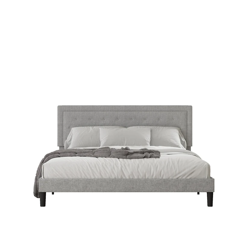 Streamdale Light Grey Bed Frame With Adjustable Border Headboard King Size