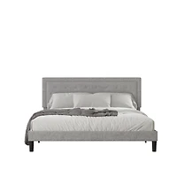 Streamdale Light Grey Bed Frame With Adjustable Border Headboard King Size