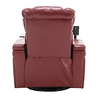 Streamdale Red Pu Leather Power Recliner with Swivel Tray & Storage