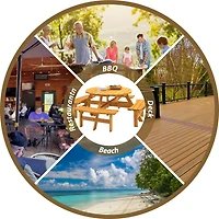 8 Person Wooden Picnic Table With Benches