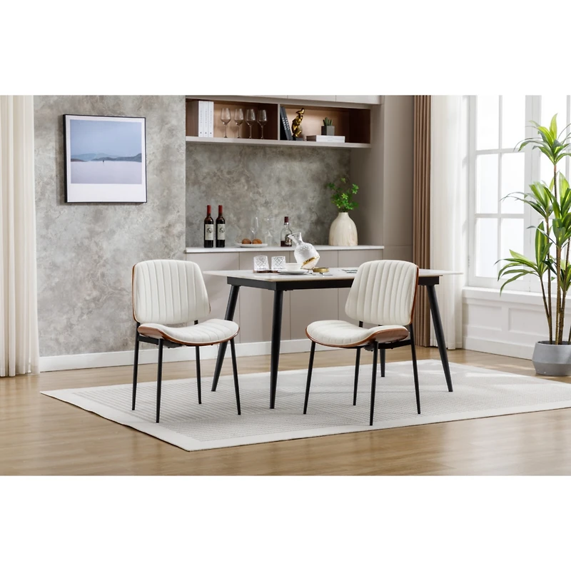 Streamdale Furniture Mid-century modern faux leather dining chairs (set of 2)