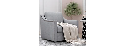 Streamdale Swivel Armchair in Cotton Linen with Brass Accents
