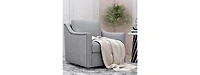 Streamdale Swivel Armchair in Cotton Linen with Brass Accents