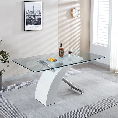 Streamdale Luxury Glass Top Dining Table - Modern Design (2 Colors)