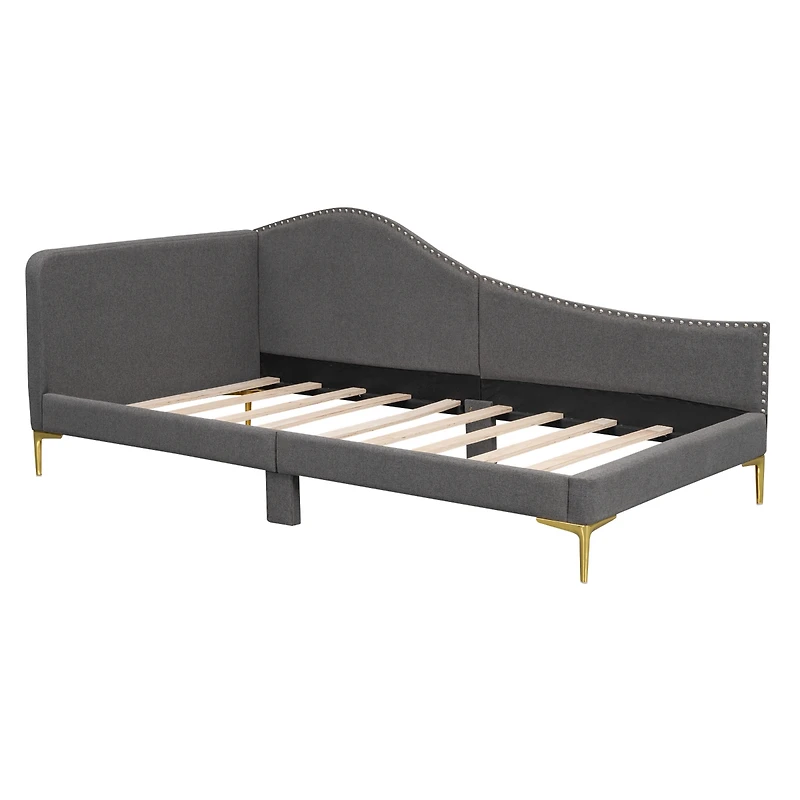 Streamdale Twin Upholstered Daybed With Headboard And Armrest, Support Legs