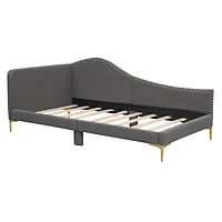 Streamdale Twin Upholstered Daybed With Headboard And Armrest, Support Legs