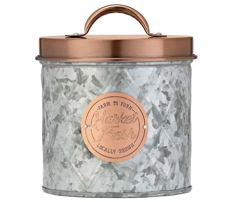 Amici Home Bristol Food Storage Metal Canister, For Kitchen & Household, Silver Copper, Small, 52 oz