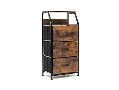 Freestanding Cabinet Dresser with Wooden Top Shelves