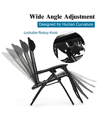 Slickblue 2 Pieces Folding Patio Rattan Zero Gravity Lounge Chair