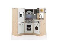 Slickblue Kids Corner Wooden Kitchen Playset with Cookware Accessories