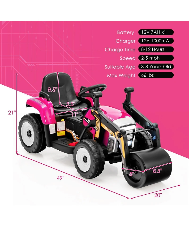 Slickblue 12V Kids Ride on Road Roller with 2.4G Remote Control