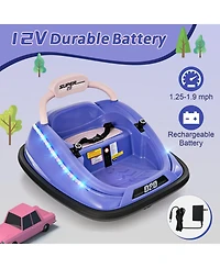 Slickblue 12V Kids Bumper Car Ride on Toy with Remote Control and 360 Degree Spin Rotation