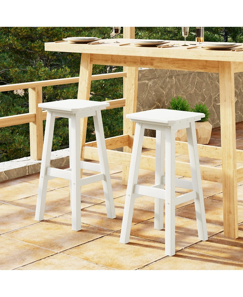 WestinTrends 29" Hdpe Outdoor Patio Square Bar Stools (Set of