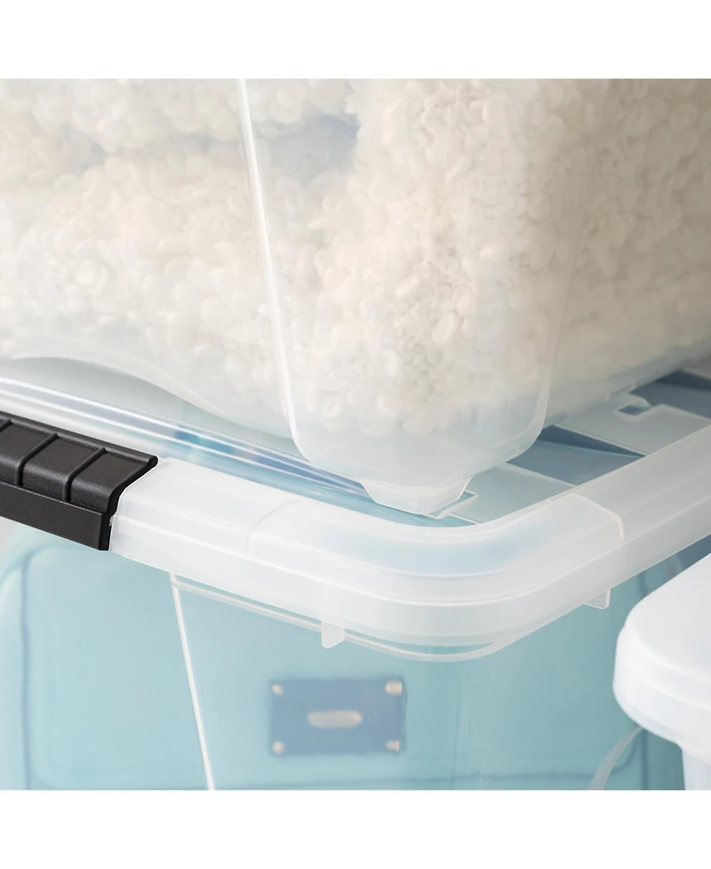 Iris 6 Pack 53qt Clear View Plastic Storage Bin with Lid and Secure Latching Buckles