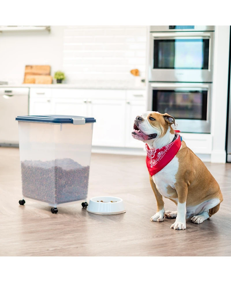 Iris Usa Lbs / Qt WeatherPro Airtight Pet Food Storage Container with Attachable Casters, For Dog Cat Bird and Other Pet Food Storage Bin