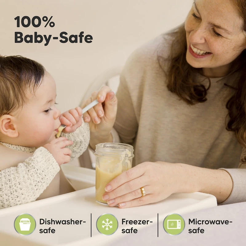 KeaBabies 8pk Prep Baby Food Storage Containers, Leak-Proof, Bpa Free Glass Jars for Feeding