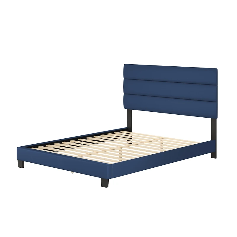 Boyd Sleep Piedmont Leatherette Upholstered Platform Bed Frame with Adjustable Headboard