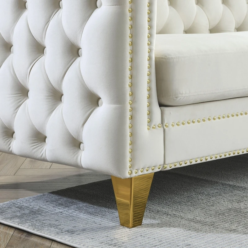 Streamdale 82.2" Velvet L-Shaped Corner Sofa, 5-Seater