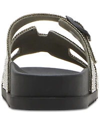 Madden Girl Women's Darling Rhinestone Embellished Footbed Slide Sandals
