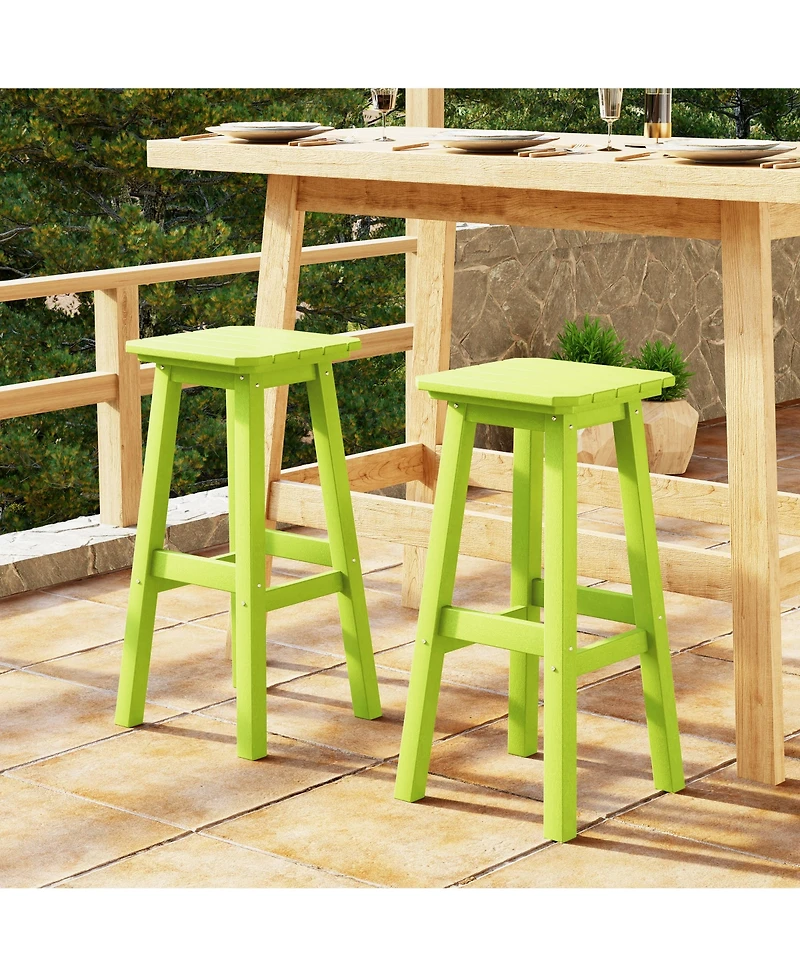 WestinTrends 29" Hdpe Outdoor Patio Square Bar Stools (Set of 2)