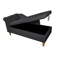 Streamdale Modern Velvet Chaise Lounge with Storage & Pillow