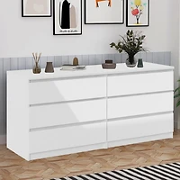 Streamdale Furniture 6 Drawer Double Dresser For Bedroom Living Room Hallway, White