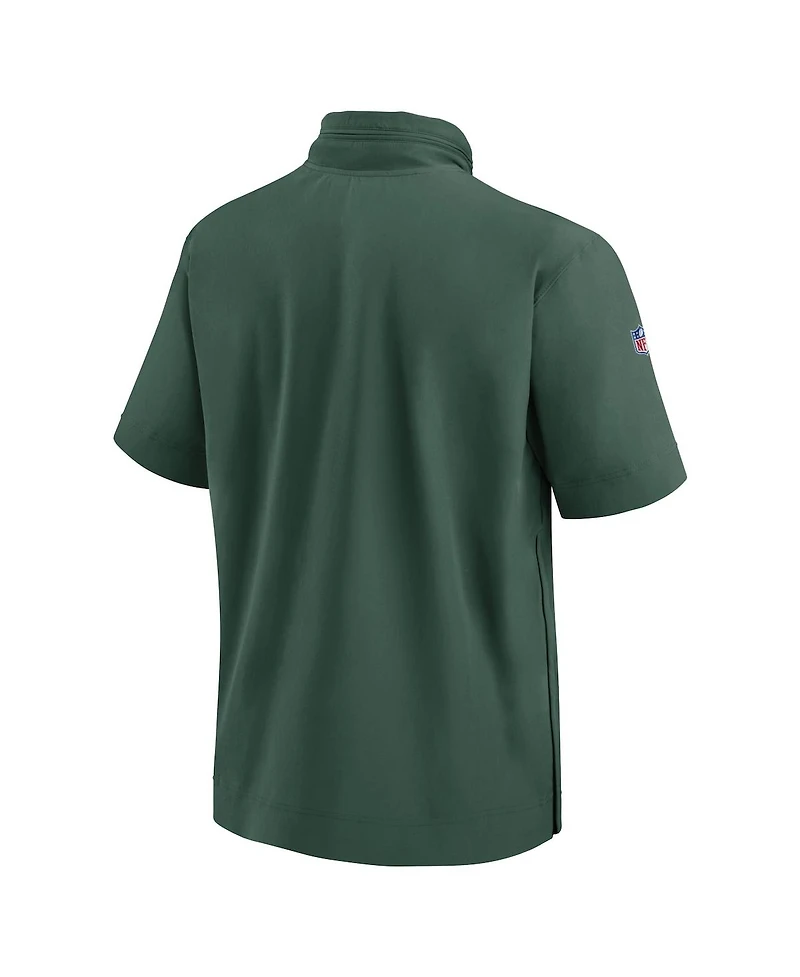 Nike Men's Bay Packers 2024 Sideline Coach Short Sleeve Half-Zip Hoodie Jacket